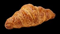 Golden croissant isolated on transparent background, ready for bakery designs, food packaging, menu graphics, t-shirt prints, stickers, and print-on-demand products.