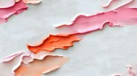 Layered torn paper in pink and coral shades creating abstract waves and curves on light background, modern minimalist design for creative projects.