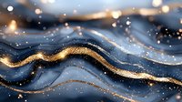 Luxury navy blue and gold abstract waves with glitter sparkles on dark background, elegant flowing design pattern for modern premium decor and packaging.