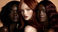 Three diverse women with different hair colors and skin tones showcasing beauty and elegance in portrait style composition for cosmetic and fashion concepts.