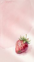 Watercolor strawberry on soft pink textured background for kitchen decor, recipe cards, food blogs, and culinary designs.