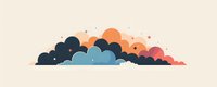 Abstract colorful cloud formation with geometric shapes in blue, orange and pink tones on beige background for modern design projects.