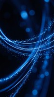 Abstract blue glowing waves with sparkling particles and bokeh lights on dark background. Suitable for technology, digital, corporate, and modern design projects.