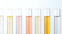 Laboratory test tubes filled with colorful chemical solutions in row for scientific research and experimentation in modern lab setting.