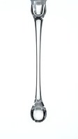Isolated clear glass tube with water droplet suspended at bottom on white background, ready for design use in scientific, medical, laboratory, and educational materials.