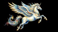 Mythical winged horse with ornate gold and blue plumage, isolated on transparent background. Ready for t-shirt design, clipart, stickers, sublimation, and print-on-demand projects.