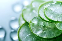 Fresh sliced lime with water drops and ice crystals in macro view, bright green citrus fruit on light blue background for refreshing drink concept.