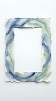 Watercolor frame with blue and green swirling brushstrokes on textured paper, isolated on white background. Perfect for design projects, invitations, and creative layouts.