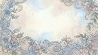 Ornate floral border frame with intricate lace patterns and delicate flowers in soft pastel tones, featuring swirling decorative elements ideal for invitations, greeting cards, and design backgrounds.