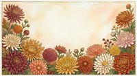 Watercolor floral frame with colorful chrysanthemums in warm autumn tones, copy space in center for text or greeting card design.