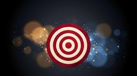 Red and white target bullseye with glowing bokeh lights on dark background for business goals, marketing strategy and achievement concepts.