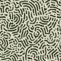 Abstract organic maze pattern in dark green and beige colors creates seamless geometric background with curved lines and labyrinth motifs for textile and surface design.