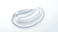 Clear gel or serum droplet with bubbles isolated on white background, suitable for cosmetics, skincare, and beauty product packaging design.