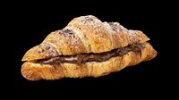 Freshly baked croissant dusted with powdered sugar, isolated on transparent background. Ready for bakery menus, food packaging, recipe blogs, print-on-demand products, and culinary designs.