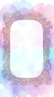 Ornate decorative frame with intricate floral patterns on pastel watercolor background for wedding invitations, greeting cards and elegant design projects.