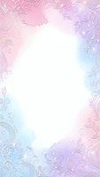 Pastel gradient background with ornate floral border frame in pink blue purple tones for wedding invitations greeting cards romantic designs copy space.