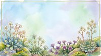 Watercolor floral frame with succulents and wildflowers in soft pastel tones, featuring copy space for greeting cards, invitations, and spring designs.