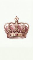 Watercolor royal crown with ornate details and fleur-de-lis, pink and gold tones on neutral background for luxury design projects.