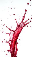 Dynamic red liquid splash with droplets isolated on white background for beverage and design projects.