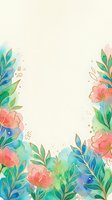 Watercolor floral frame with pink flowers, green foliage, and blue accents on cream background. Isolated botanical border design suitable for invitations, greeting cards, and social media templates.