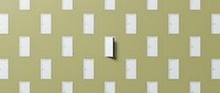 Minimalist smartphone mockup on sage green background with white rectangular frames pattern for modern tech presentations and digital marketing materials.