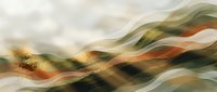 Abstract flowing waves in earth tones with dynamic motion blur creating organic landscape-inspired patterns for modern interior design and digital art.