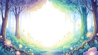 Enchanted forest clearing with magical glowing light, mystical trees and ethereal atmosphere for fantasy storytelling and meditation backgrounds.