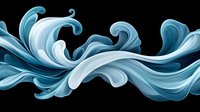 Flowing abstract turquoise and white smoke-like waves creating dynamic horizontal movement on black background, suitable for modern design projects.