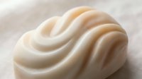 Creamy swirled butter or margarine with smooth flowing texture on white background, isolated for culinary design and food packaging applications.