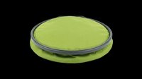 Round green cushion with gray trim, isolated on transparent background. Great for home decor clipart, print on demand, stickers, T-shirt design, and sublimation projects.