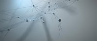 Connected spheres and lines forming an abstract network structure against a neutral background, representing data connectivity, digital communication, and technological innovation for web design and business concepts.