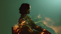 Young African American woman silhouette with double exposure of city lights and urban skyline at night, creative portrait for modern design projects.