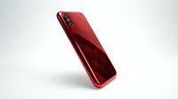 Red smartphone with glossy finish displayed at an angle against white background, showcasing modern mobile device design for technology and electronics marketing.