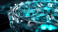 Rippling turquoise water surface with circular waves and light reflections creating dynamic abstract pattern on dark background, macro photography closeup.