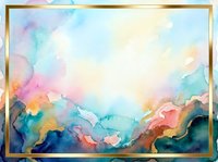 Watercolor landscape with soft pastel colors blending across canvas, featuring flowing abstract mountains and sky in pink, blue, yellow and teal tones. Suitable for backgrounds and wall art.