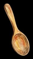 Wooden spoon with natural grain texture isolated on transparent background, ready for kitchen design, clipart, t-shirt graphics, stickers, print-on-demand products and sublimation projects.