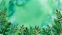 Watercolor botanical frame with green foliage and leaves on mint background, ideal for nature designs, wellness branding, and organic product packaging.