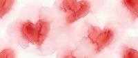 Red and pink watercolor hearts scattered on white background, isolated design element suitable for Valentine's Day cards, wedding invitations, and romantic digital projects.