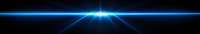 Bright blue glowing light beam effect on black background with lens flare and radiant energy burst, horizontal line with luminous glow.