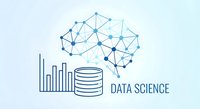 Data science concept with connected brain network, database cylinder and bar chart representing artificial intelligence and analytics technology.
