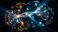 Digital brain network with glowing neural connections and data points on dark background for artificial intelligence and technology concepts.