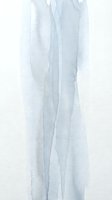 Abstract watercolor brushstrokes in soft blue and gray tones creating vertical flowing lines on white paper background for artistic design projects.