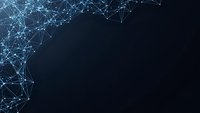 Abstract digital network connections with glowing blue nodes and lines on dark background for technology presentations and cyber security concepts.