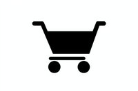 Simple black shopping cart icon silhouette isolated on white background for e-commerce websites, apps and retail business designs.