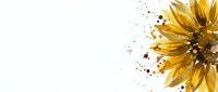 Watercolor sunflower with golden yellow petals and brown paint splashes on white background, isolated for cards, banners, and seasonal designs.