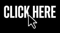 Click here text with pixel cursor arrow on black background, bold white typography for web banners, digital marketing, and call-to-action designs.