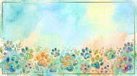 Watercolor floral border with colorful blooms in soft pastels, isolated on white background, ready for invitations, cards, and design projects.