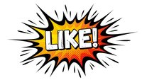 Comic book style burst with LIKE text in bold letters on colorful explosion background for social media engagement and digital marketing campaigns.