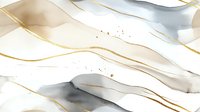 Flowing abstract watercolor waves with gold accents on white background, suitable for elegant designs, wallpapers, and luxury branding projects.