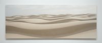 Minimalist desert sand dunes landscape with soft beige tones and flowing curves creating serene natural patterns for modern interior design.